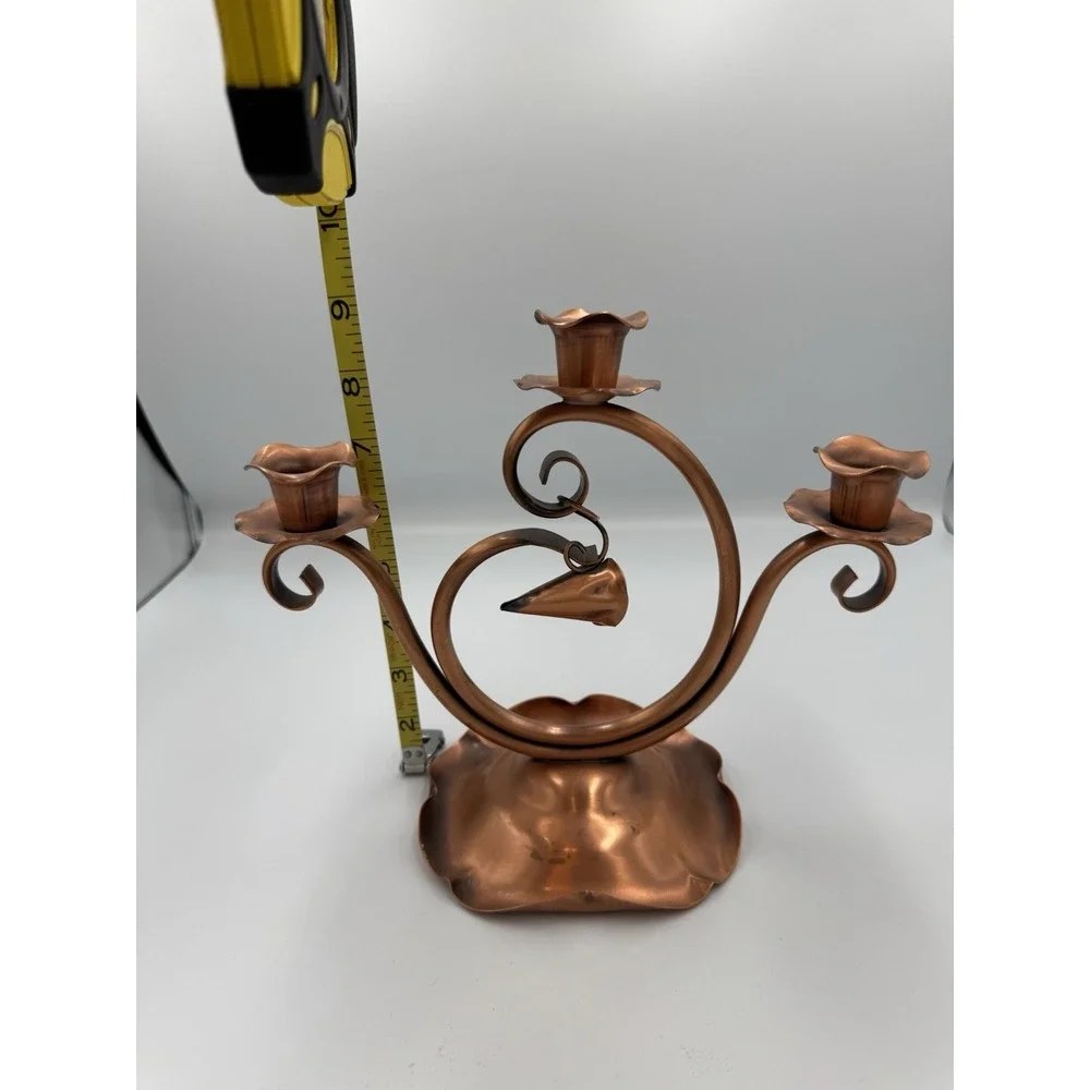 MCM Copper 3-Arm‎ Scroll and Swirl Candelabra Design